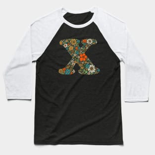 Hippie Floral Letter X Baseball T-Shirt